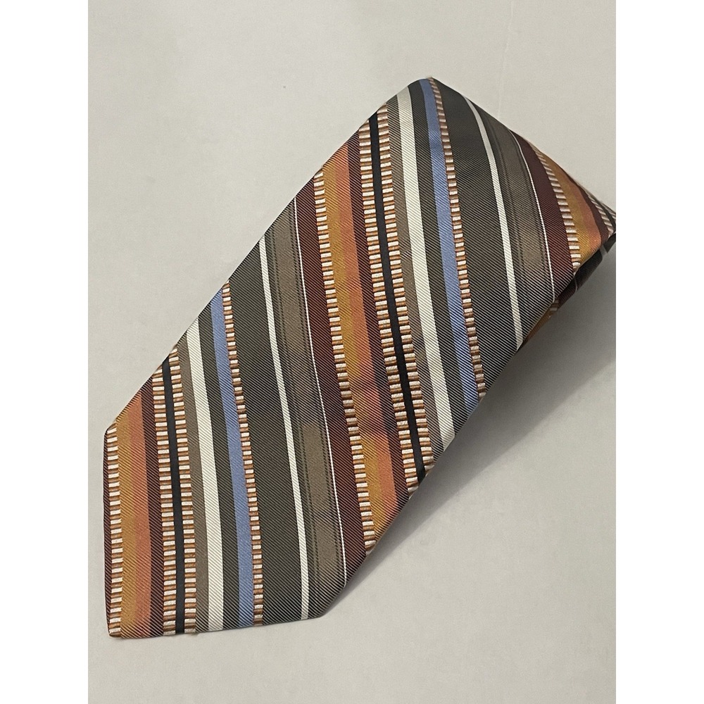 Ted Baker London Woven Silk Necktie Diagonal Colorful Textured Stripes